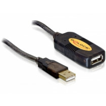 Delock USB 2.0 Actieve Verlengkabel A/A 5 Meter M/F Zwart