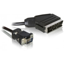 Delock SCART naar VGA Kabel 2m M/M Zwart