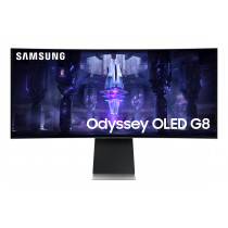 Samsung Odyssey G8 LS34BG850SUXEN (34" QHD-OLED-µHDMI/mDPP/USB-C-175Hz-Spk) Curved FreeSync Premium Pro Zilver met Zwart