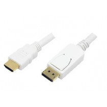 LogiLink DisplayPort naar HDMI Kabel 2m M/M Wit (FHD@60Hz)