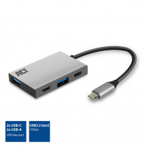 ACT AC7070 USB-C Hub naar 2-poorts USB-A & 2-poort USB-C