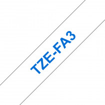Brother TZe-FA3 Blauwe tekst / Wit Textiel label 12mm-3m