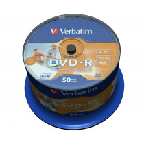 Verbatim DVD-R 16x 50 stuks Spindle Wide Printable Surface