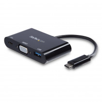 StarTech USB-C naar VGA, USB-A, 60W PD USB-C M/F Adapter Zwa