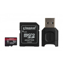 Kingston Canvas React Plus MicroSD 64GB (UHS-II) + reader