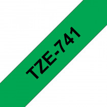 Brother TZe-741 Zwarte tekst / Groen St. Lam. label 18mm-8mm