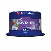 Verbatim DVD+R 16x 50 stuks Spindle Inktjet Printable