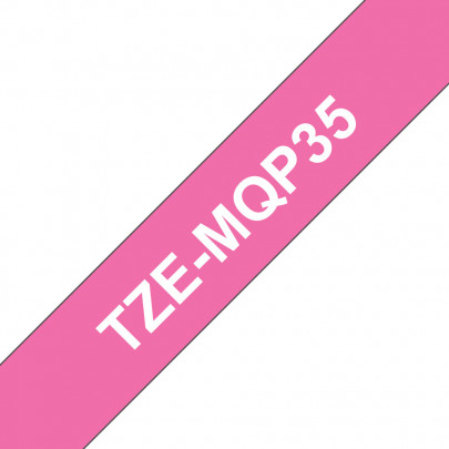 Brother TZe-MQP35 Witte tekst / Roze Mat Lam. label 12mm-5m