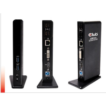 Club3D USB Dual Monitor Docking Station HDMI/DVI, LAN, USB