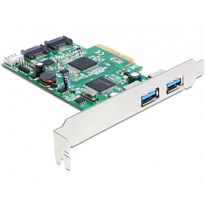 Delock PCI Express x4 Card > 2x internal SATA 6 Gb/s + USB 3