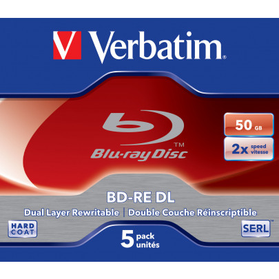 Verbatim BD-RE Dual Layer 2X 50GB 5 stuks JewelCase