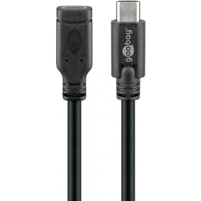 Goobay USB-C M/F Verlengkabel - 1m (USB 3.1) Zwart